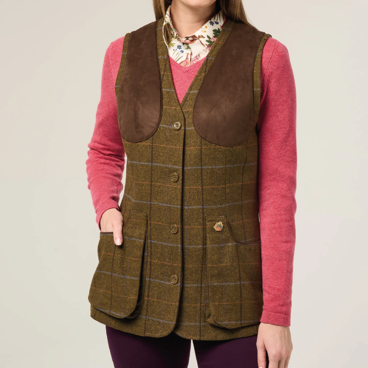 Combrook Ladies Tweed Shooting Waistcoat Hazel